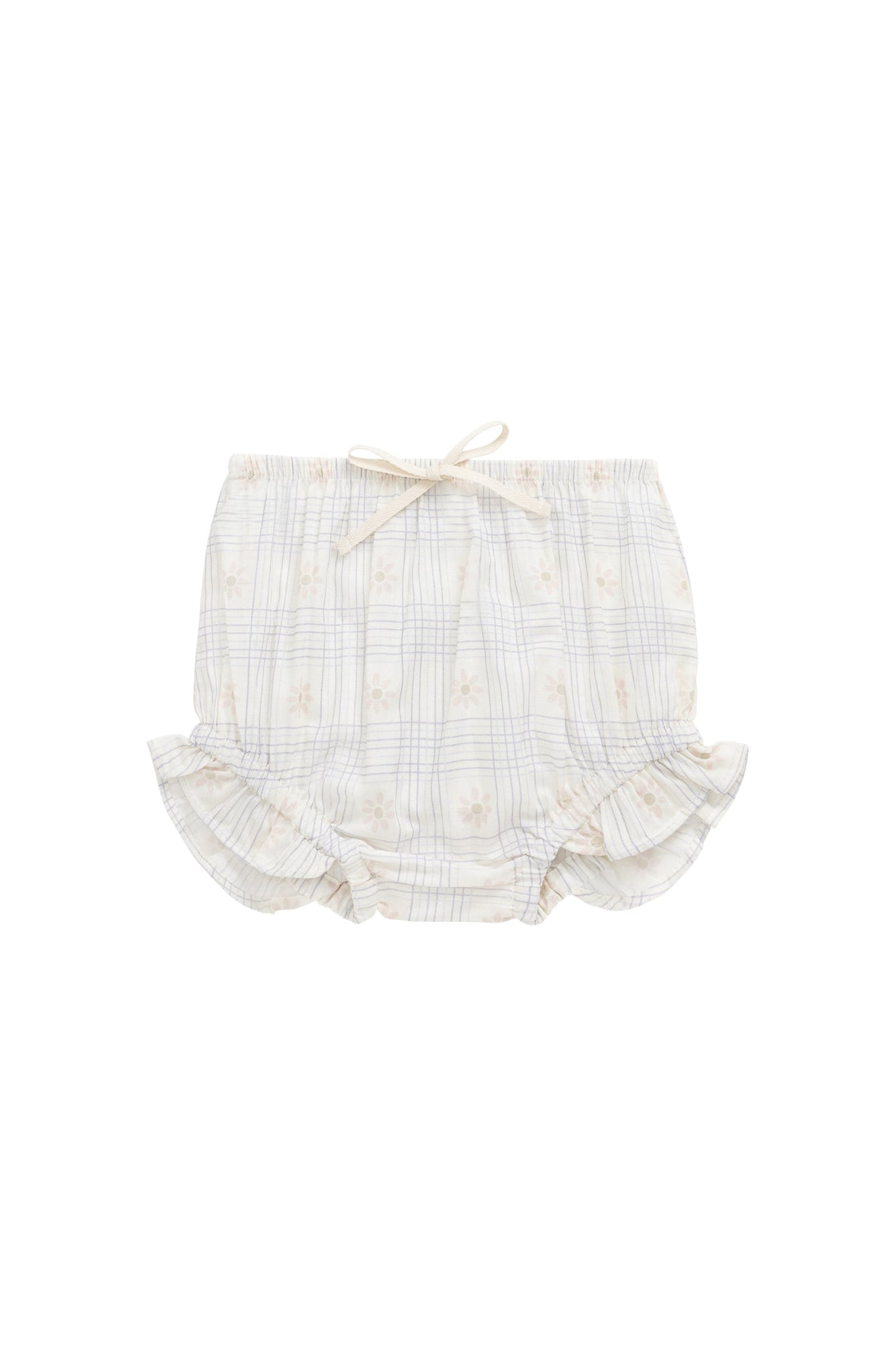 Organic Cotton Voile Frill Bloomer - Marguerite Egret