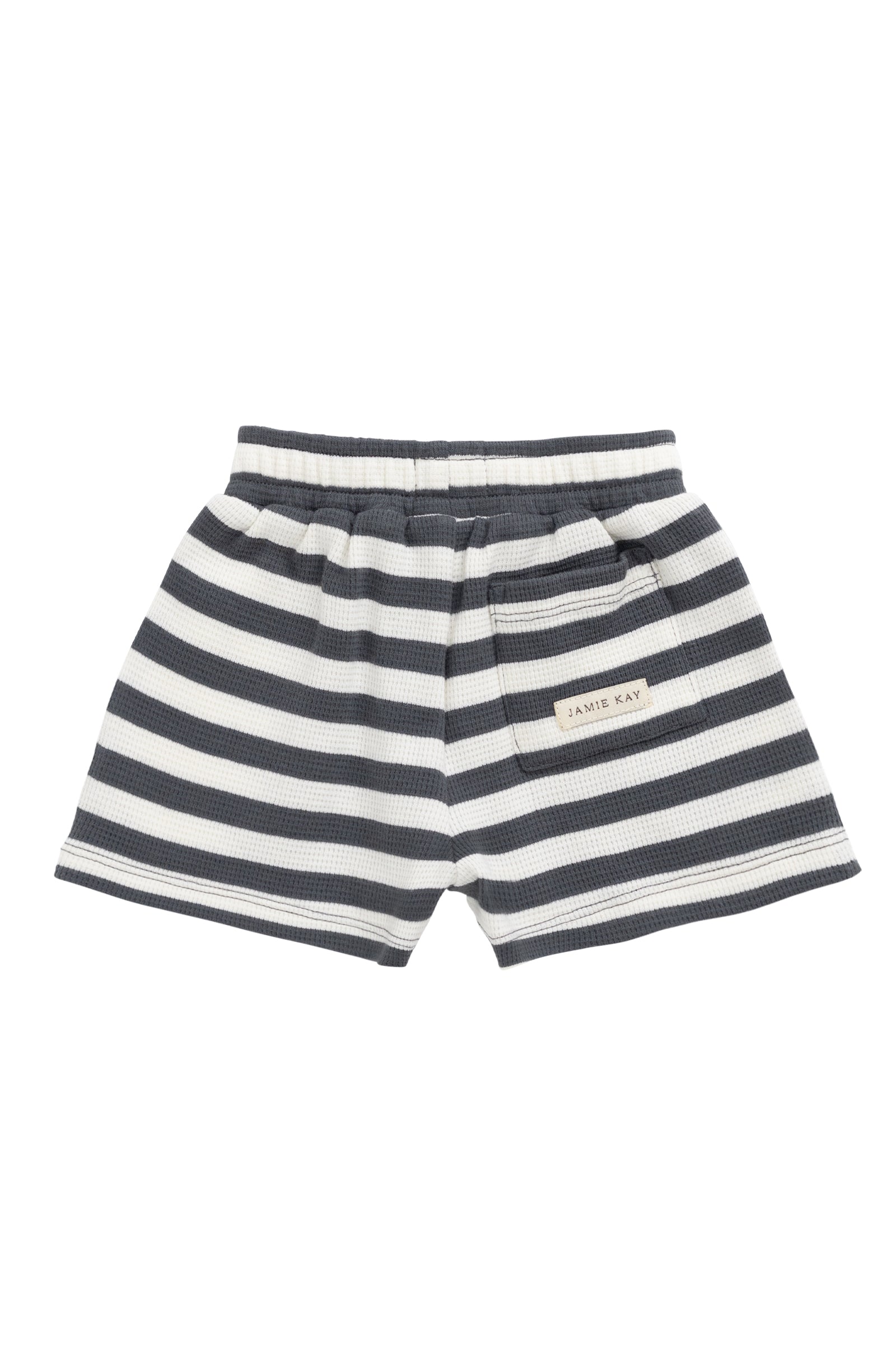 Organic Cotton Waffle Leith Short - Oliver Stripe Atlantic/Cloud