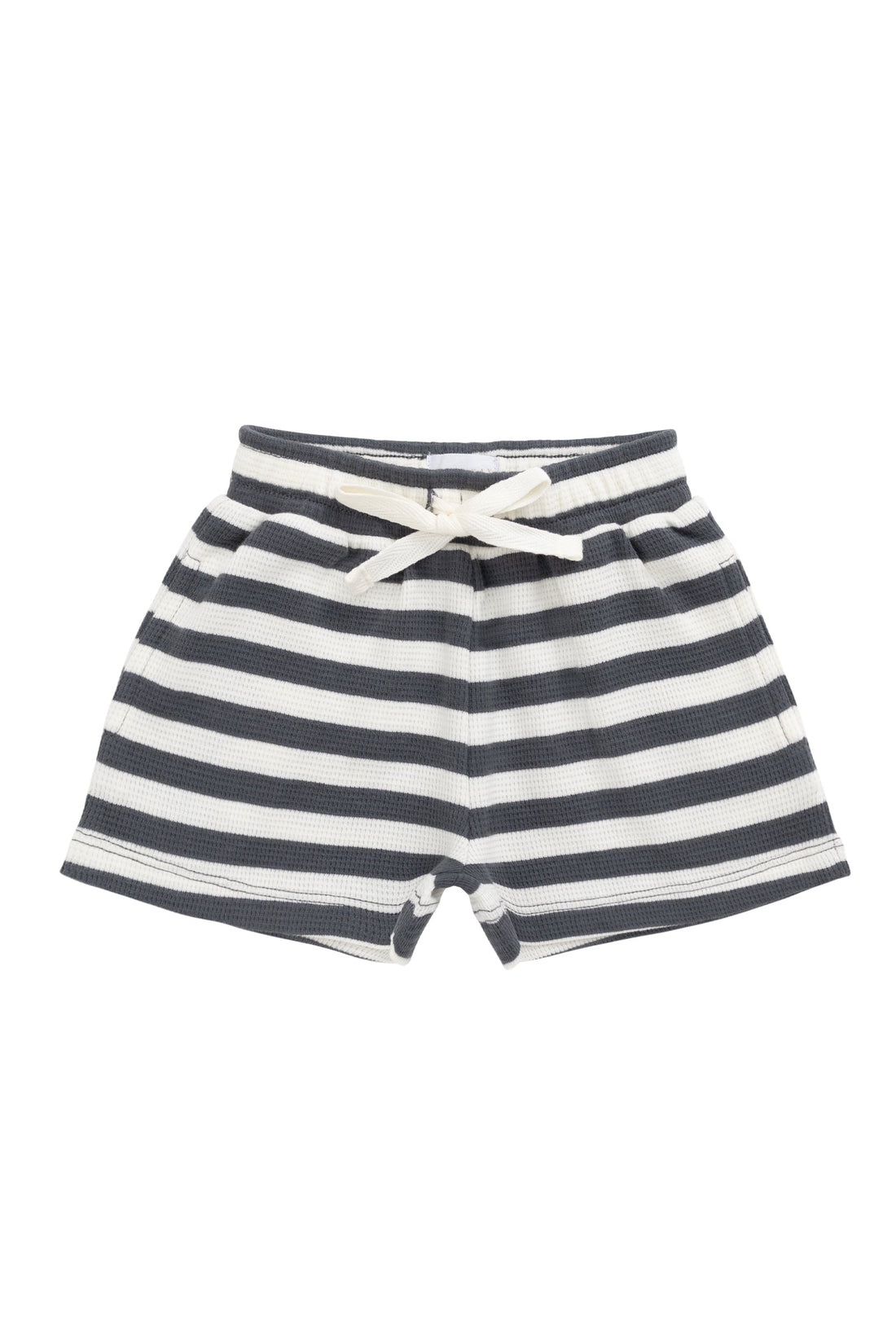 Organic Cotton Waffle Leith Short - Oliver Stripe Atlantic/Cloud