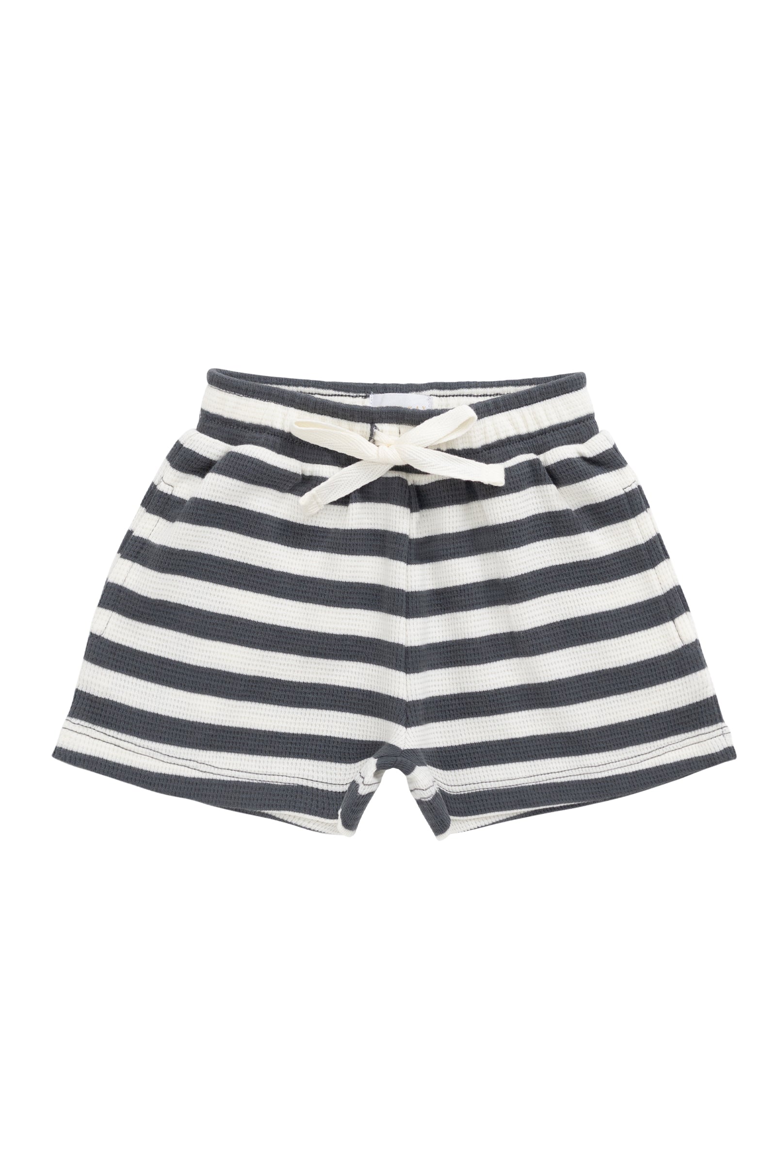 Organic Cotton Waffle Leith Short - Oliver Stripe Atlantic/Cloud