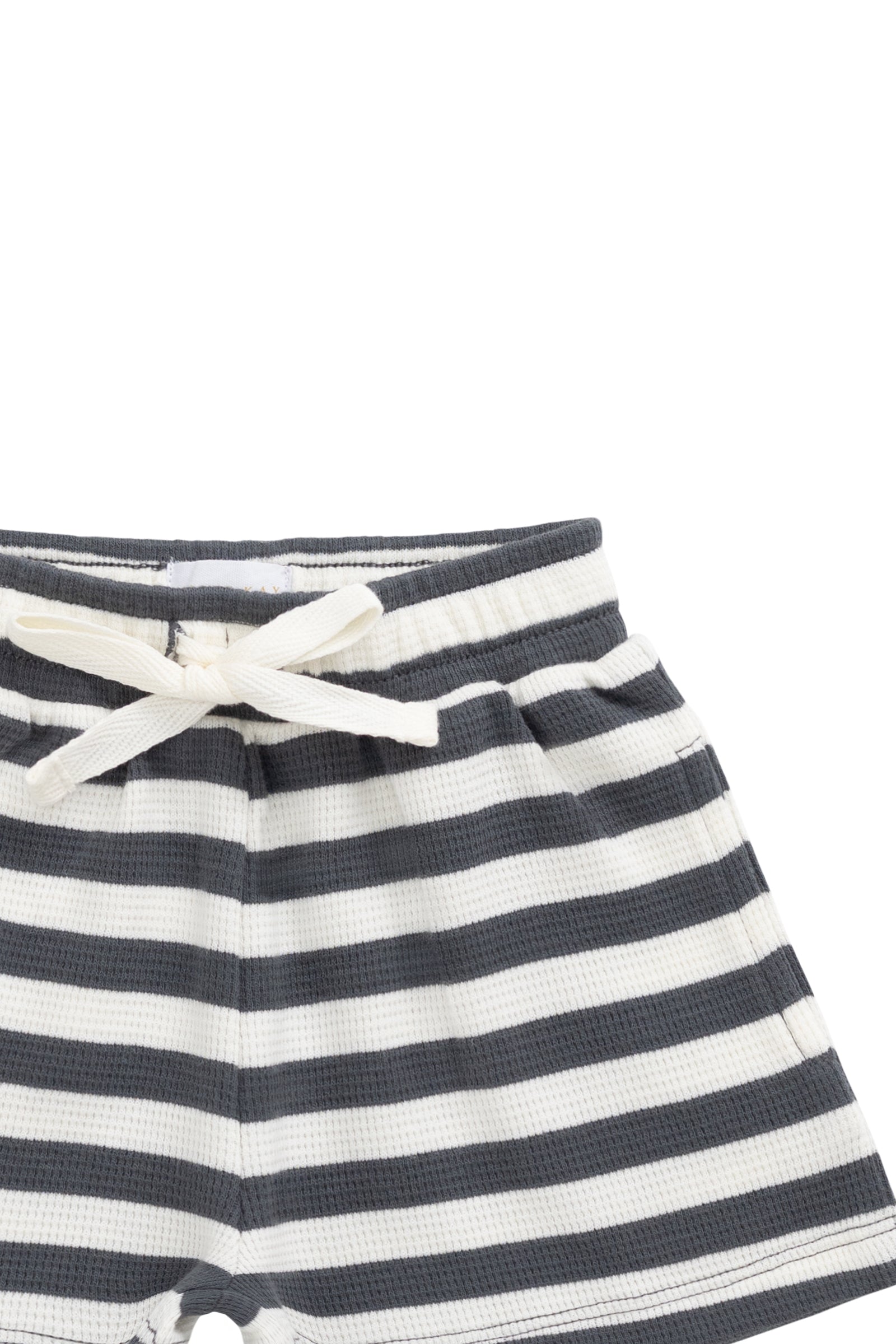 Organic Cotton Waffle Leith Short - Oliver Stripe Atlantic/Cloud