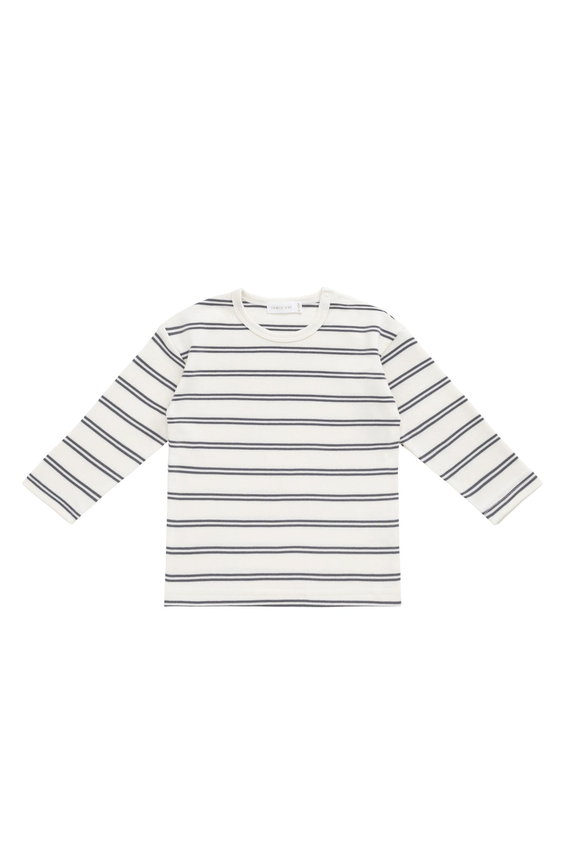 Pima Cotton Arnold Long Sleeve Top - Dual Stripe Atlantic/Cloud