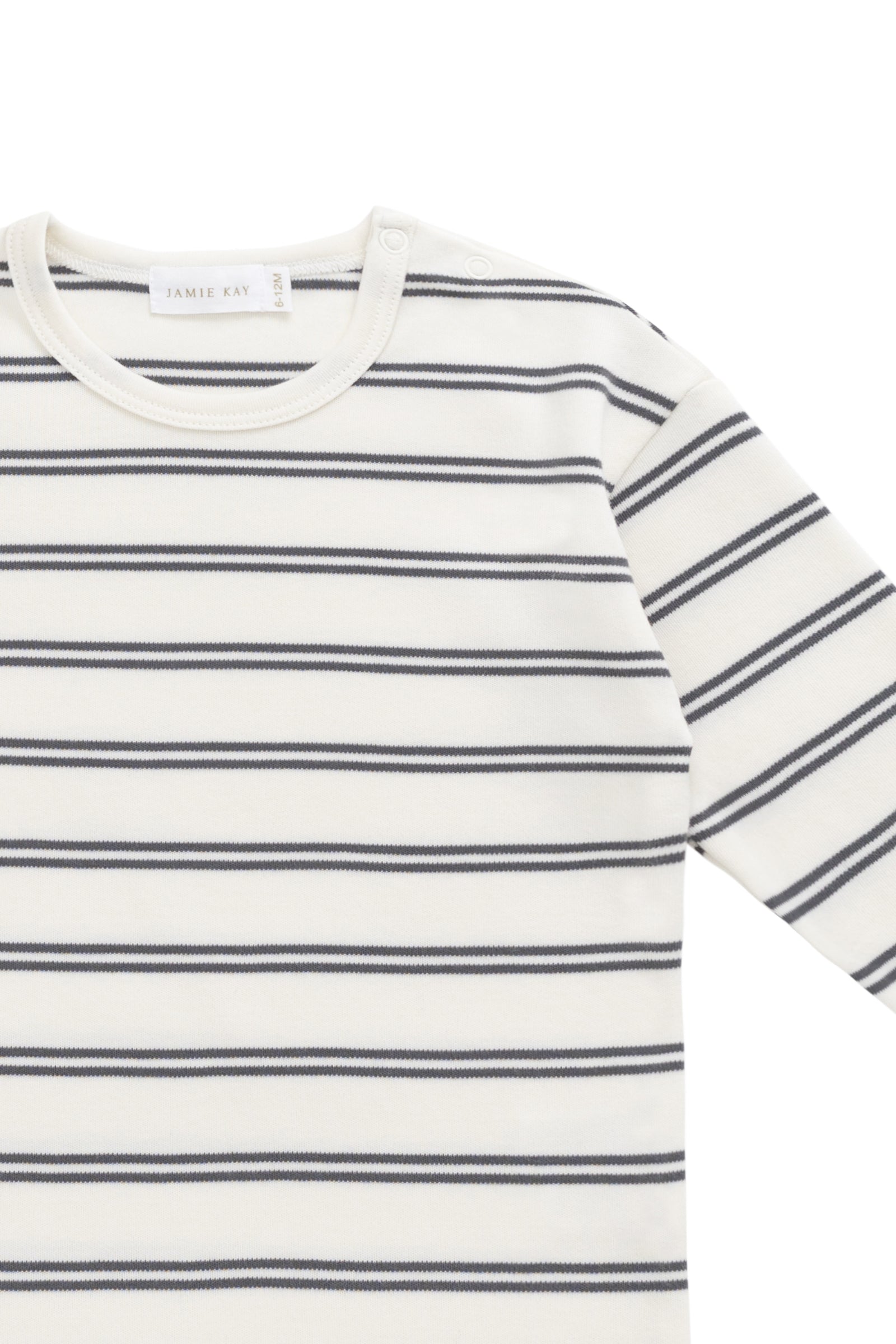 Pima Cotton Arnold Long Sleeve Top - Dual Stripe Atlantic/Cloud