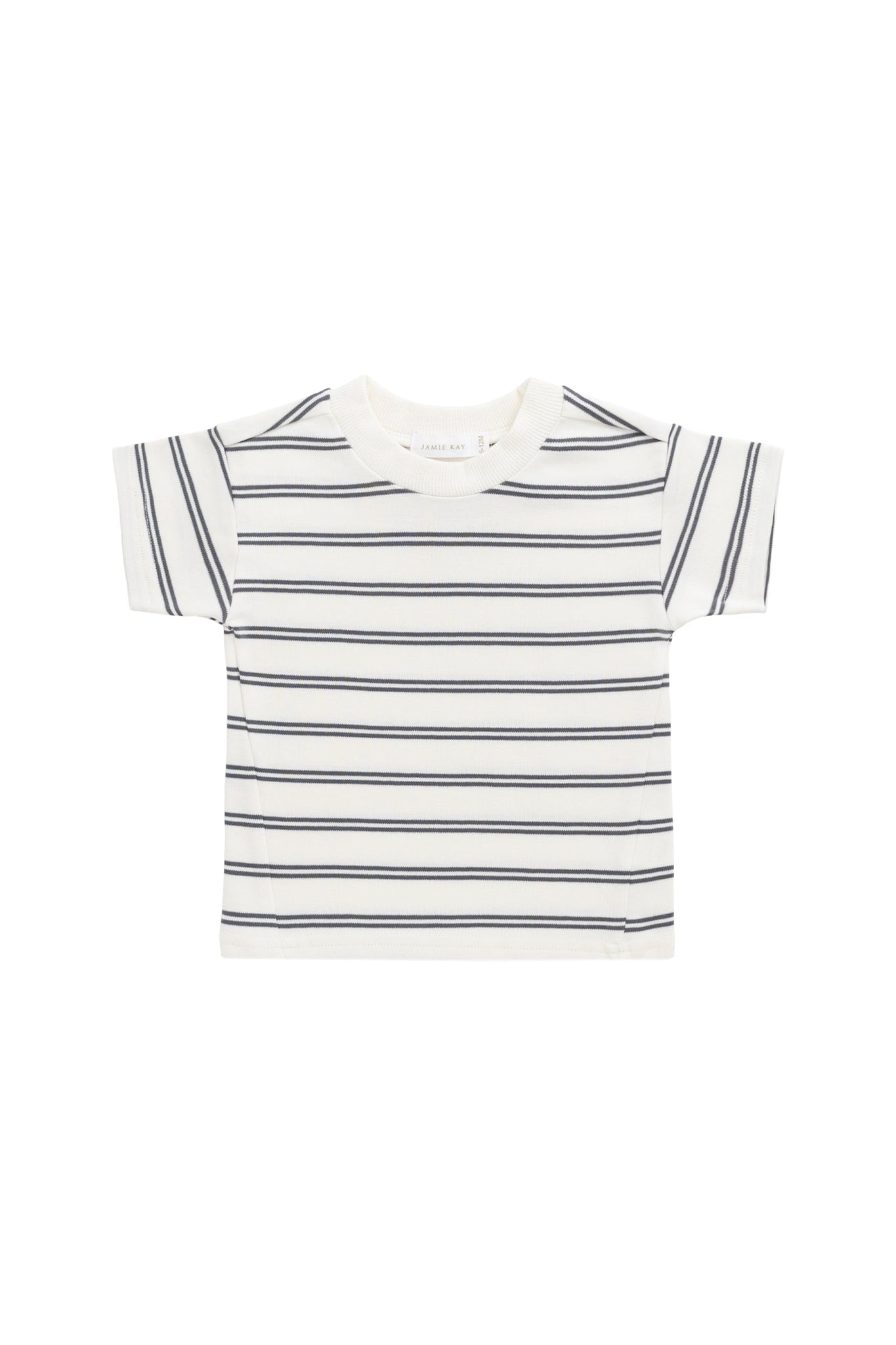 Pima Cotton Otis Tee - Dual Stripe Atlantic/Cloud