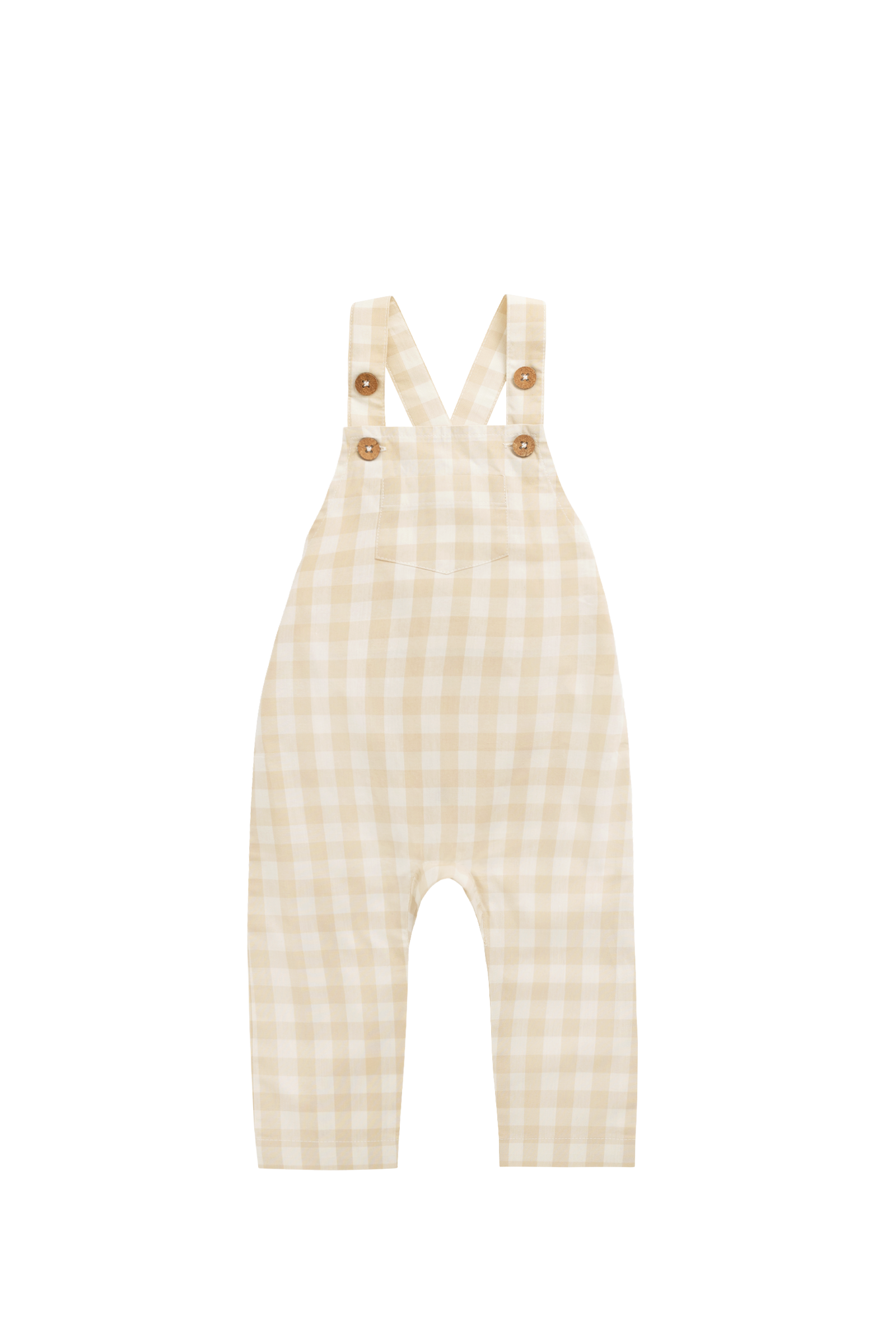 Organic Cotton Kingston Overall - Gingham Pale Khaki
