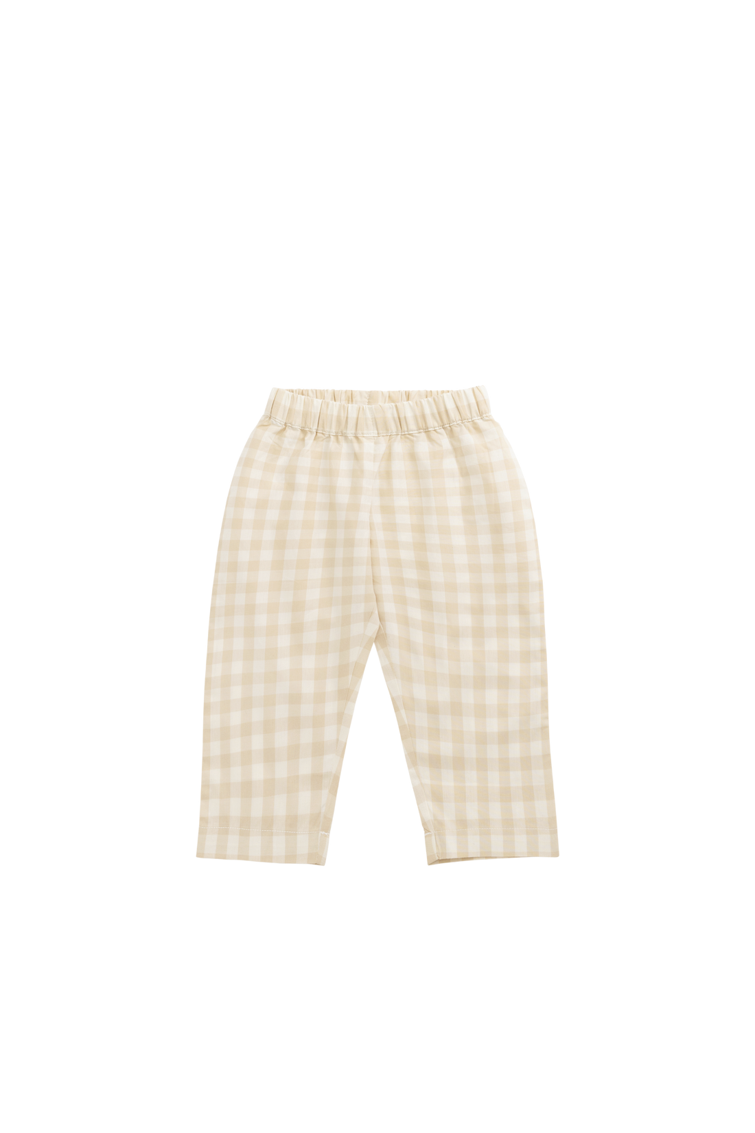 Organic Cotton Kingston Pant - Gingham Pale Khaki