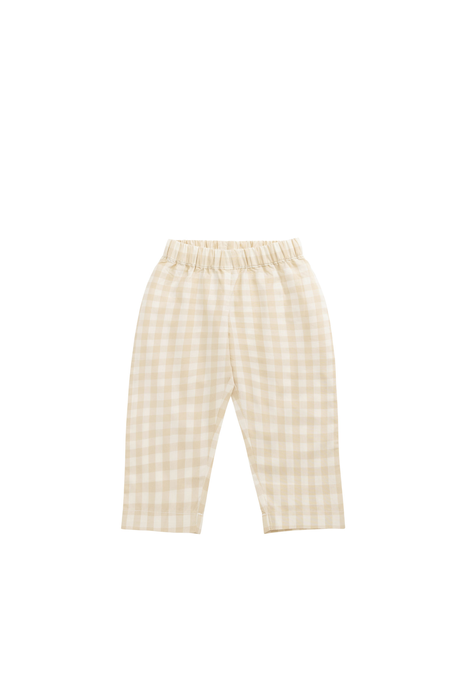 Organic Cotton Kingston Pant - Gingham Pale Khaki