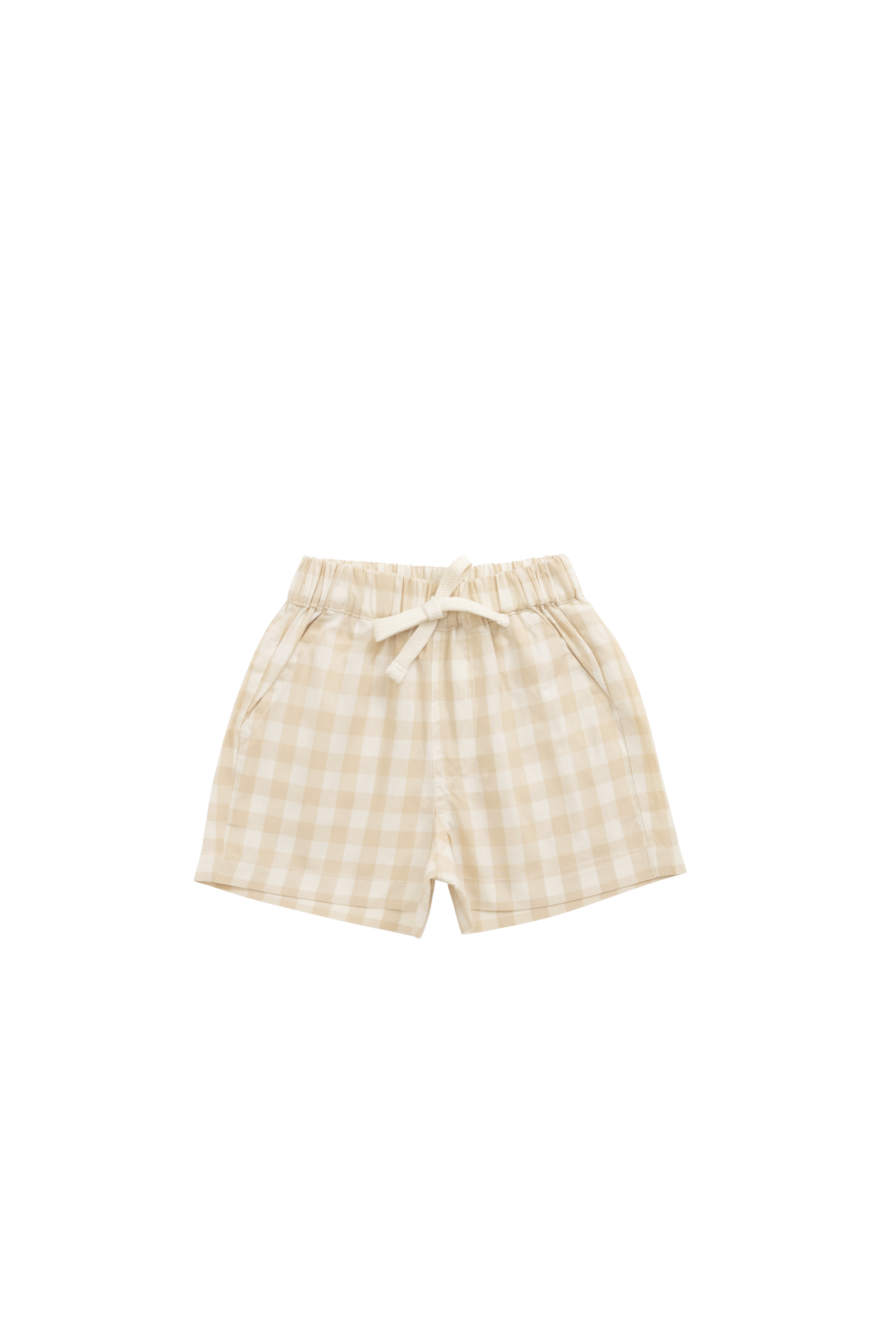 Organic Cotton Louis Short - Gingham Pale Khaki