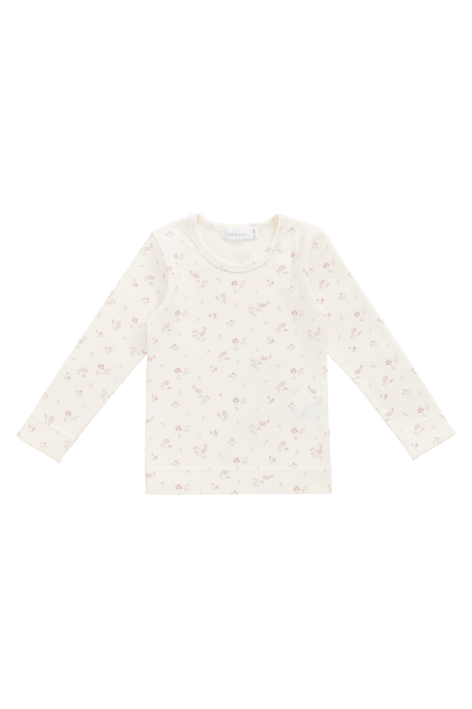 Organic Cotton Fine Rib Long Sleeve Top - Caroline Egret
