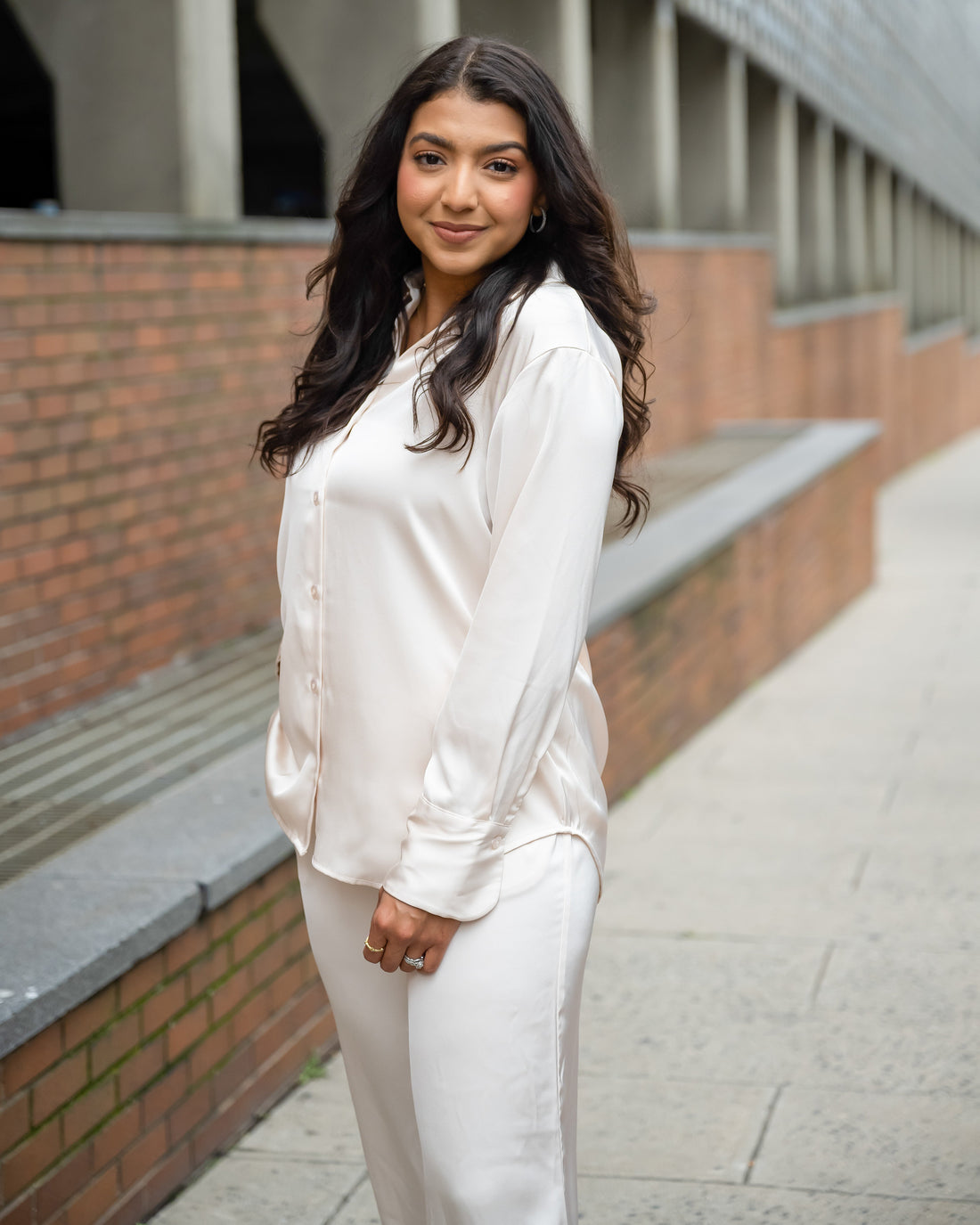 Champagne Solid Satin Set - FINAL SALE