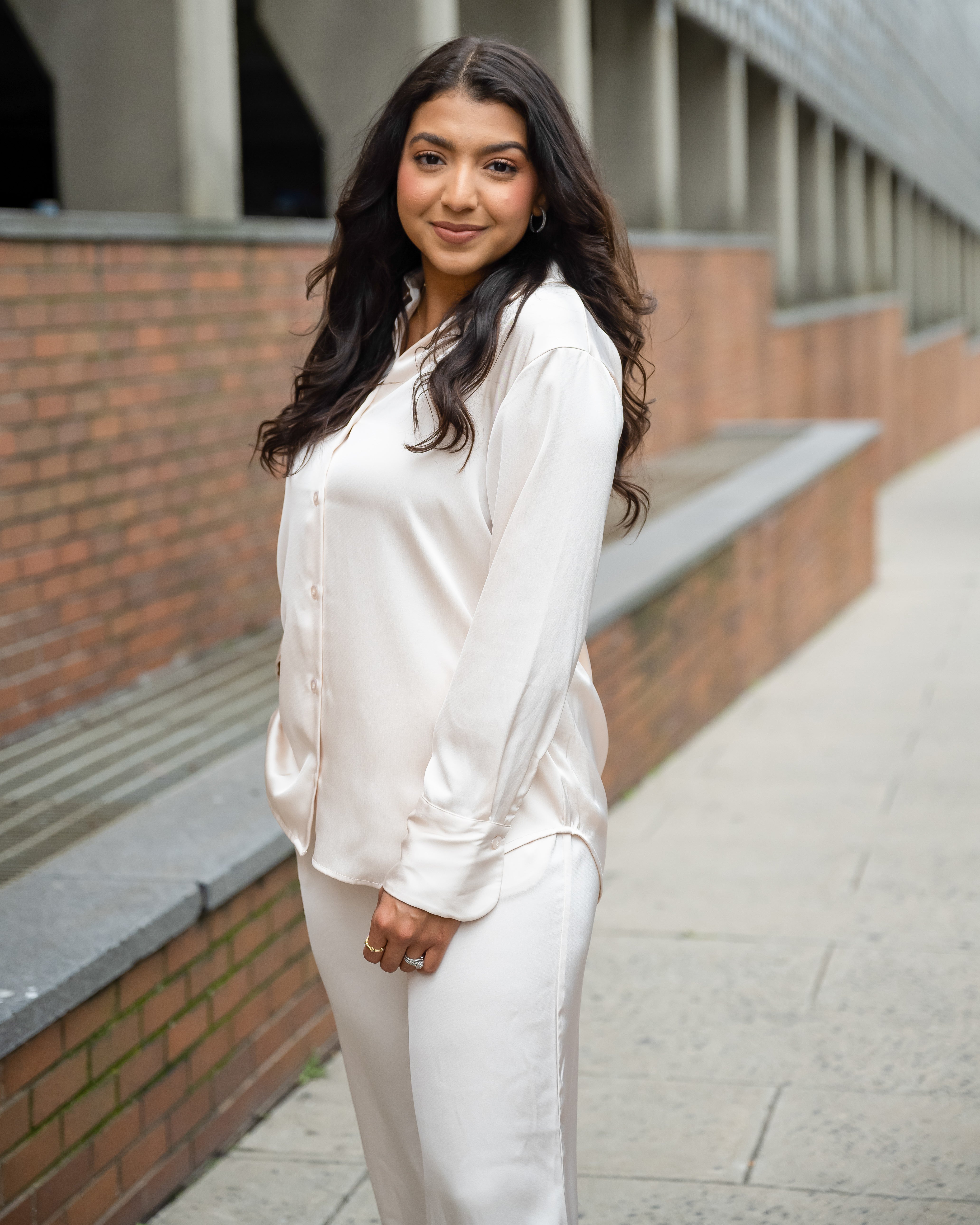 Champagne Solid Satin Set - FINAL SALE