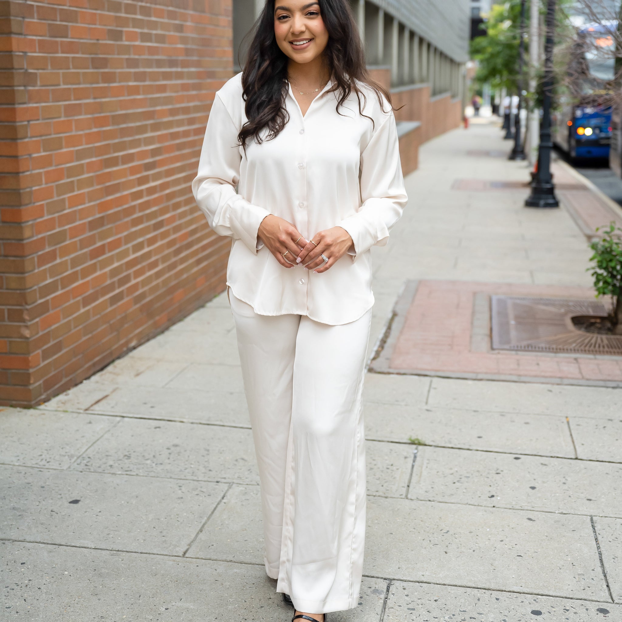 Champagne Solid Satin Set - FINAL SALE