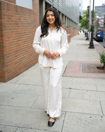 Champagne Solid Satin Set - FINAL SALE