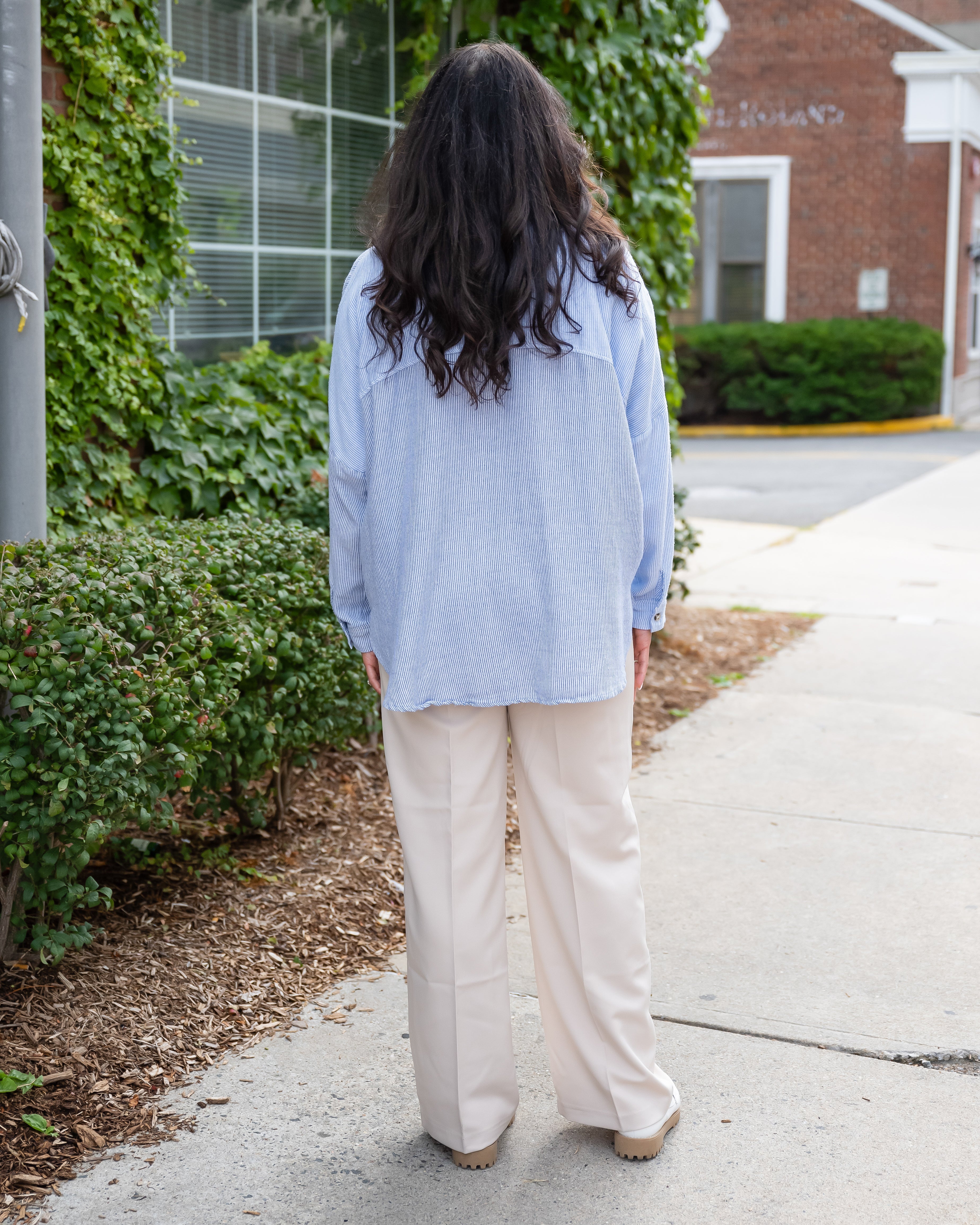 Boardwalk Stripe Button Up Blouse - NURSING FRIENDLY - FINAL SALE