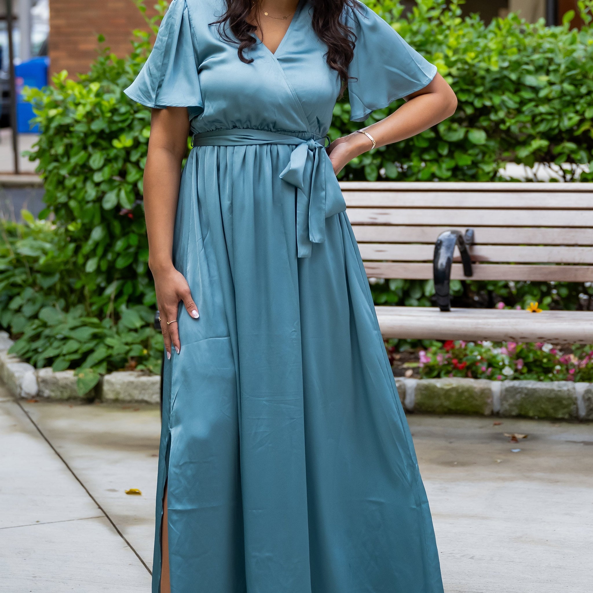Blake Satin Blue Maxi Dress - FINAL SALE