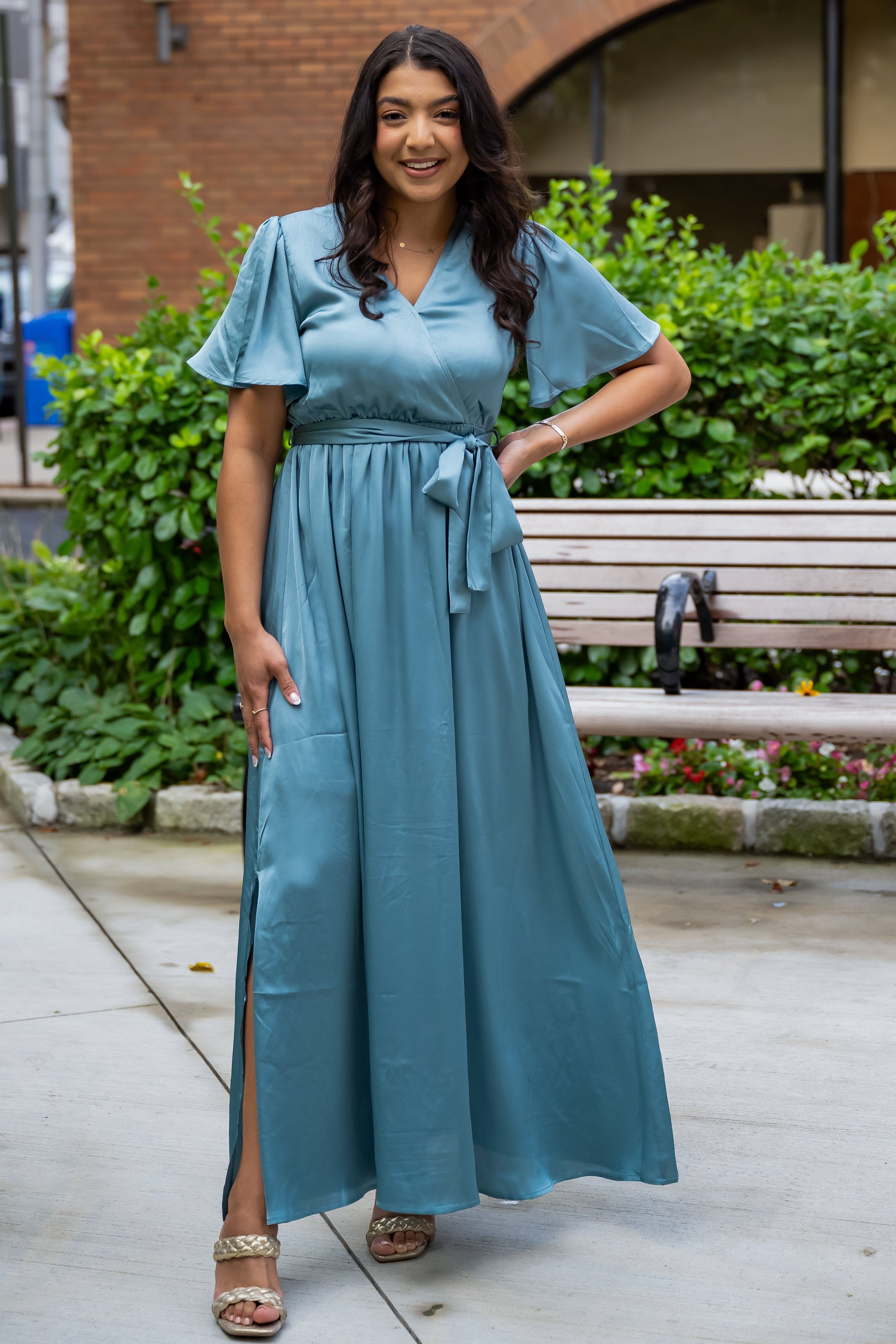 Blake Satin Blue Maxi Dress - FINAL SALE