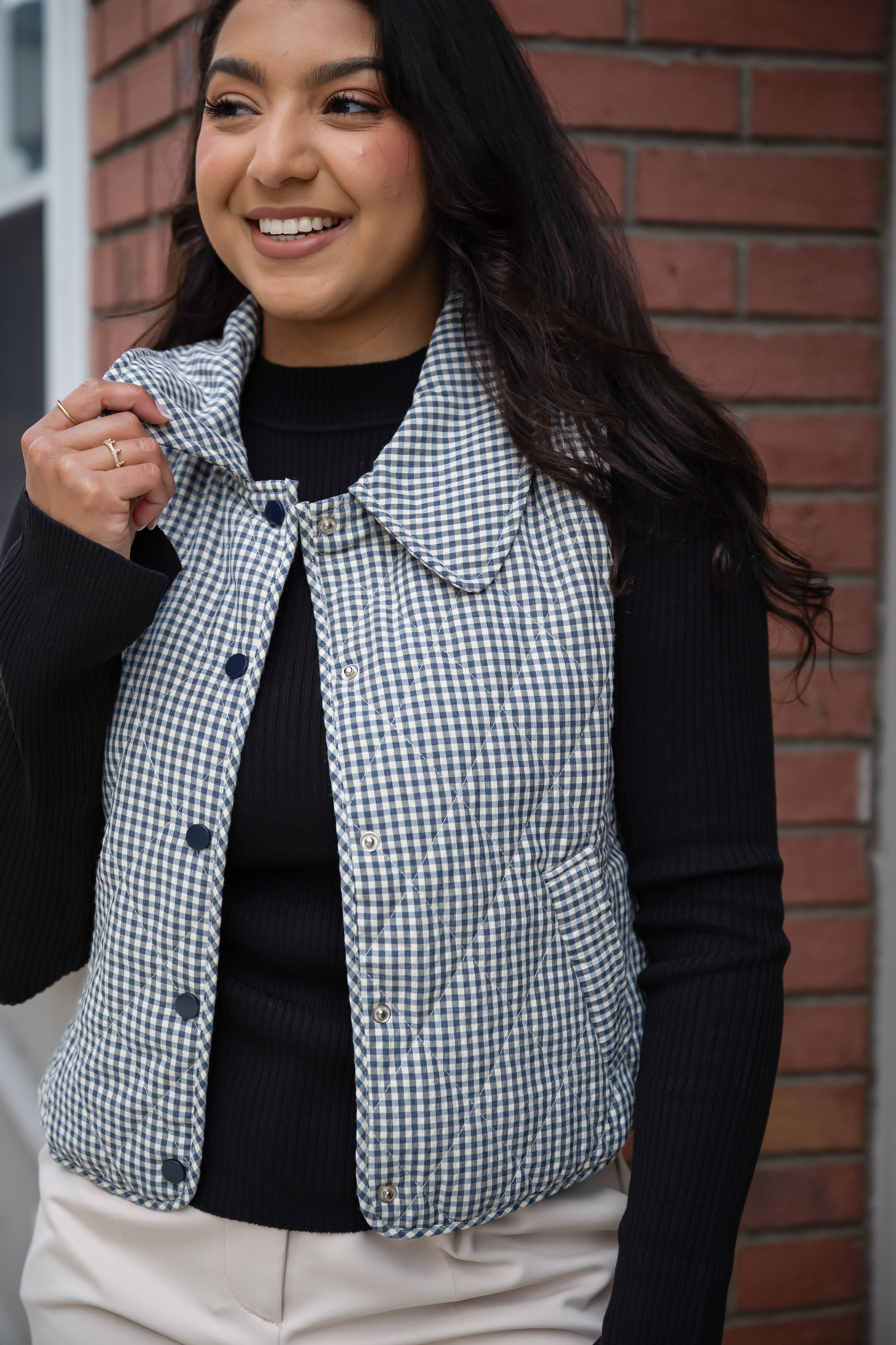 Mary Gingham Puffer Vest - Restocked