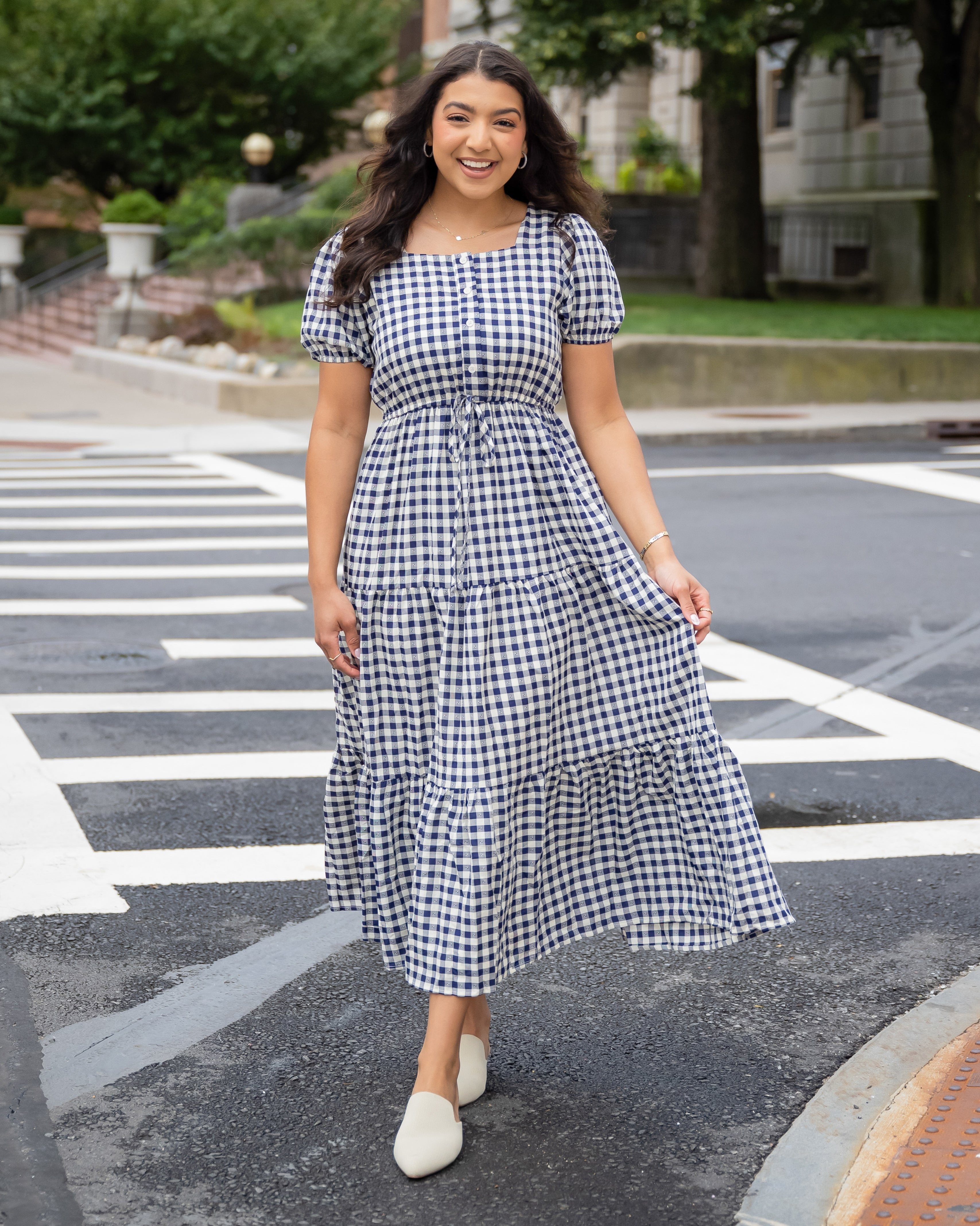 Summer Days Gingham Swiss Dot Dress - FINAL FEW