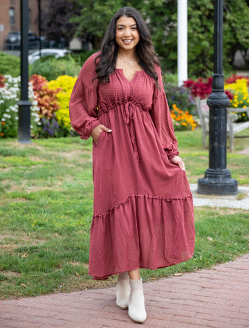 Sylvia Burgundy Velvet Dress - FINAL SALE