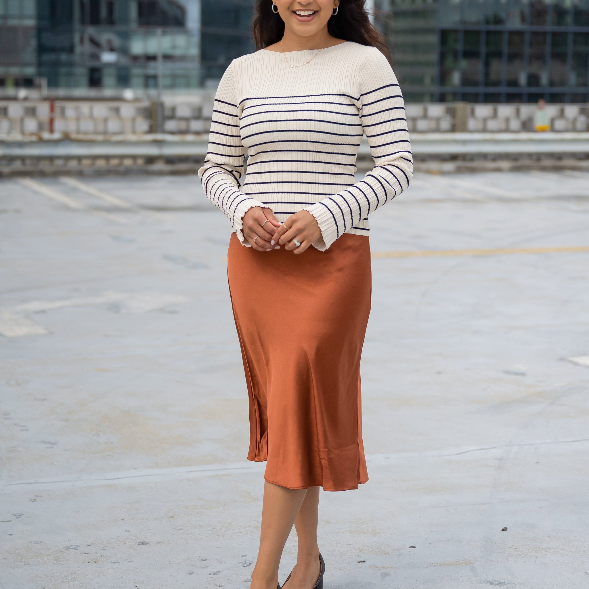 Mandy Copper Satin Skirt - FINAL SALE