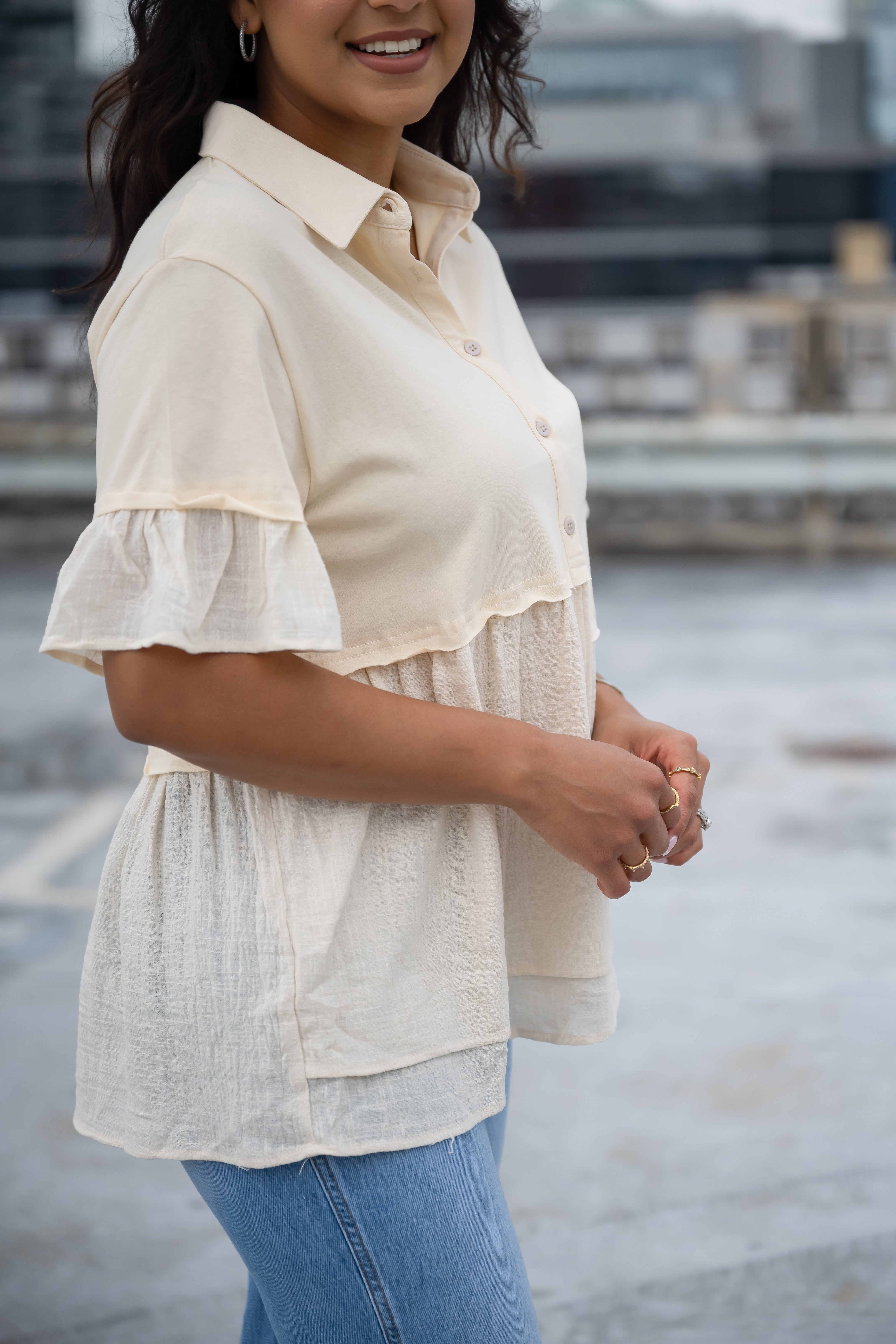 Lacy Babydoll Peplum Blouse - FINAL SALE