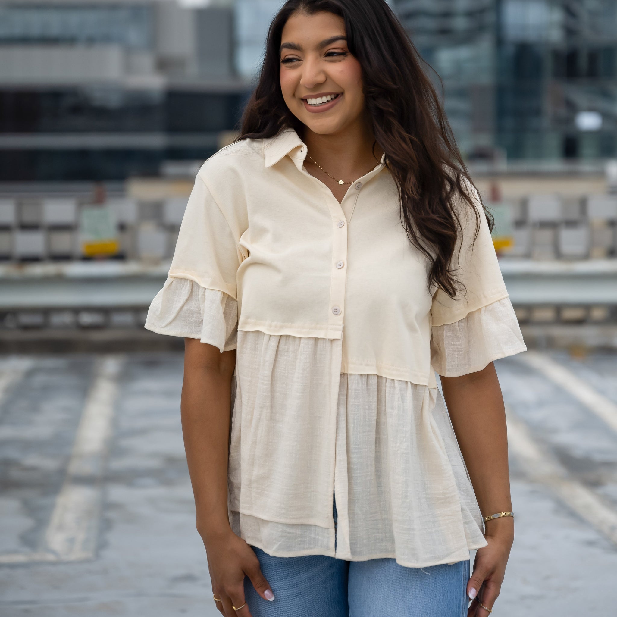 Lacy Babydoll Peplum Blouse - FINAL SALE