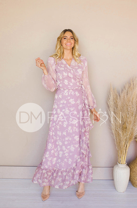 Melanee Orchid Floral Wrap Dress - DM Exclusive - Maternity Friendly - FINAL SALE