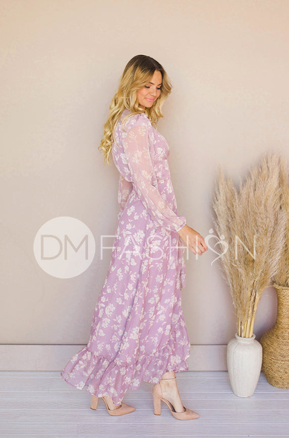 Melanee Orchid Floral Wrap Dress - DM Exclusive - Maternity Friendly - FINAL SALE