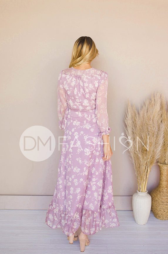 Melanee Orchid Floral Wrap Dress - DM Exclusive - Maternity Friendly - FINAL SALE