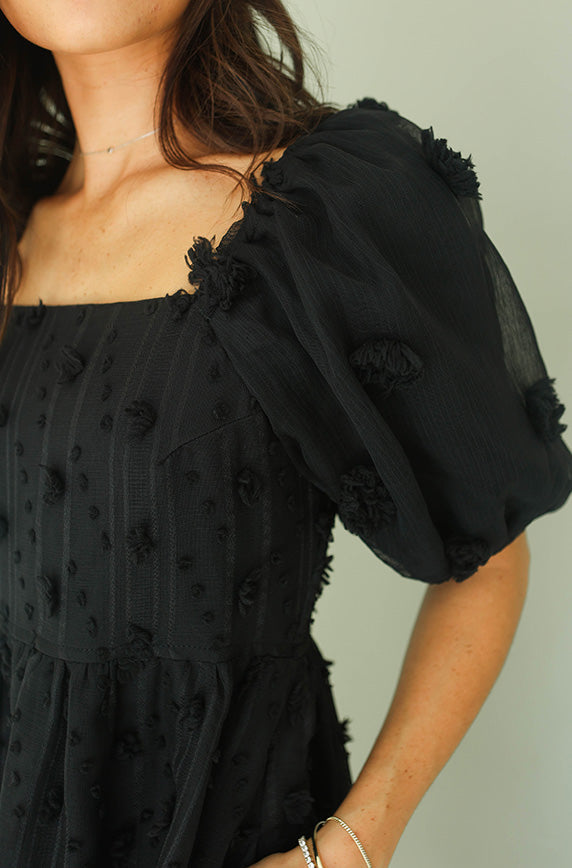 Dorothy Black Babydoll Midi Dress - Maternity Friendly - FINAL SALE