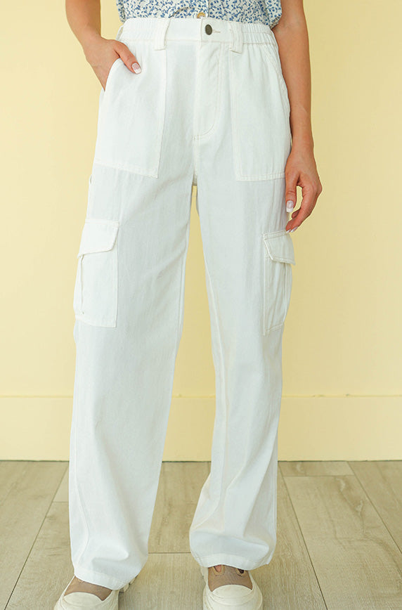 Let's Rewind Ivory Cargo Pants - FINAL SALE