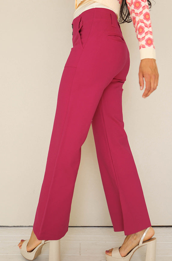 Head Over Heels Fuchsia Flare Pants- FINAL SALE