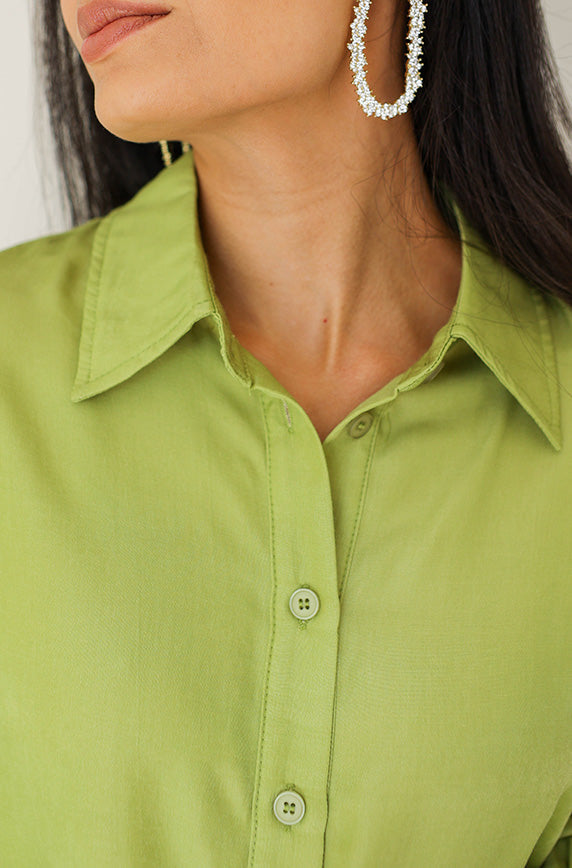 Small Talk Dusty Lime Green Blouse - FINAL SALE