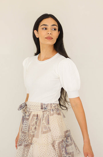 Downtown White Ribbed Bodysuit