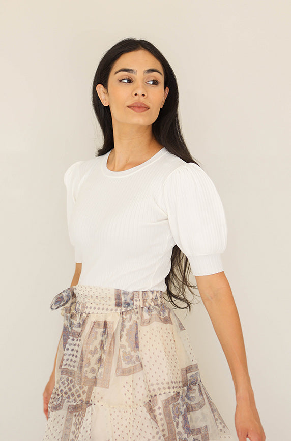 Downtown White Ribbed Bodysuit