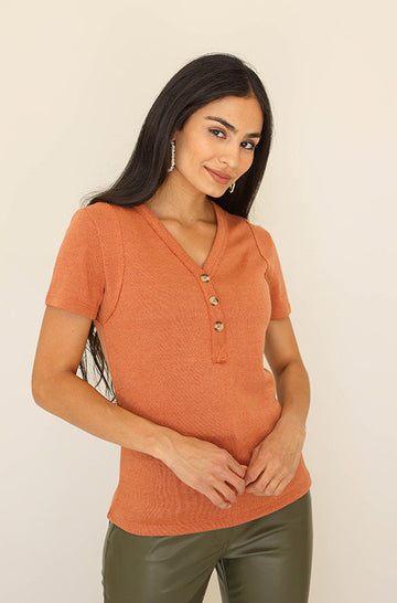 Keeping Busy Rust Knit Sweater - FINAL SALE