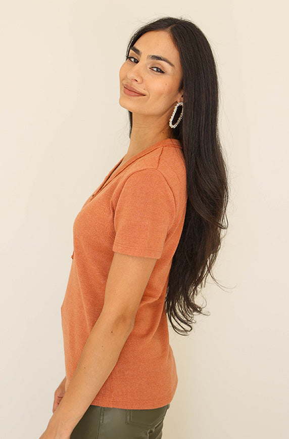 Keeping Busy Rust Knit Sweater - FINAL SALE