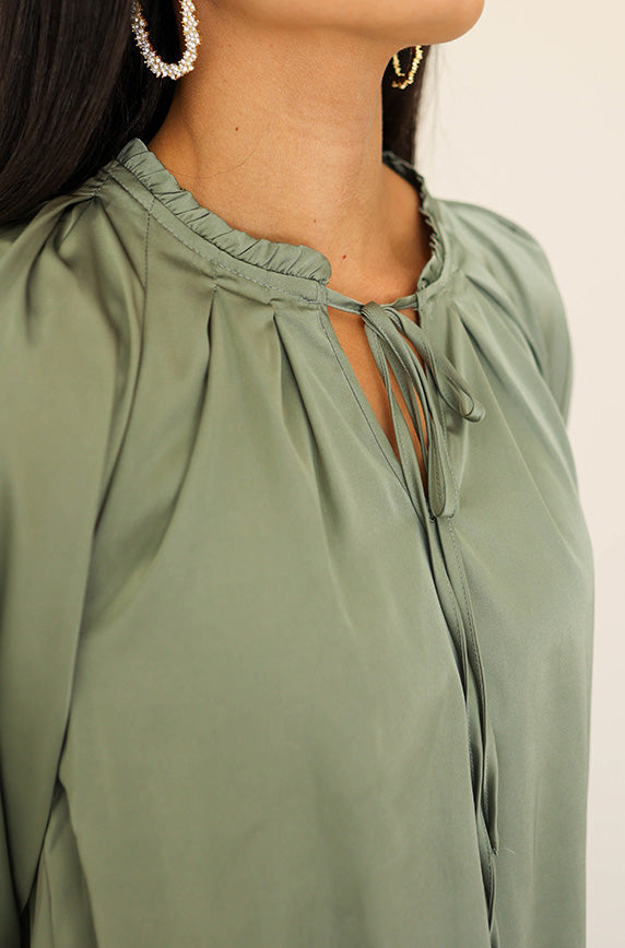 Boardwalk Seafoam Satin Blouse - FINAL SALE