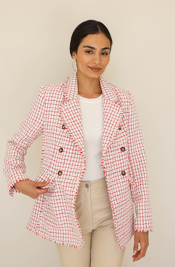 Big City Cream/Red Tweed Blazer - FINAL SALE