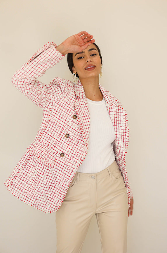 Big City Cream/Red Tweed Blazer - FINAL SALE
