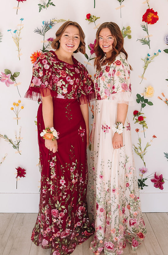 Odette Burgundy Garden Floral Gown - DM Exclusive