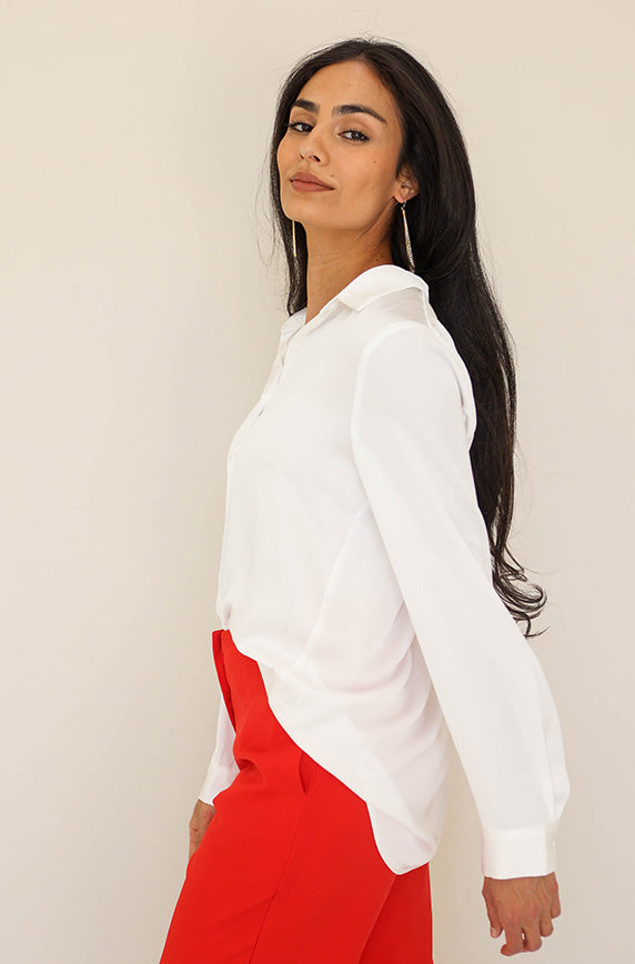 Boardroom White Satin Blouse- FINAL SALE