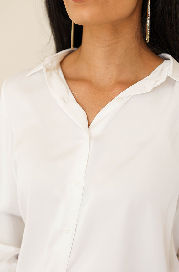 Boardroom White Satin Blouse- FINAL SALE