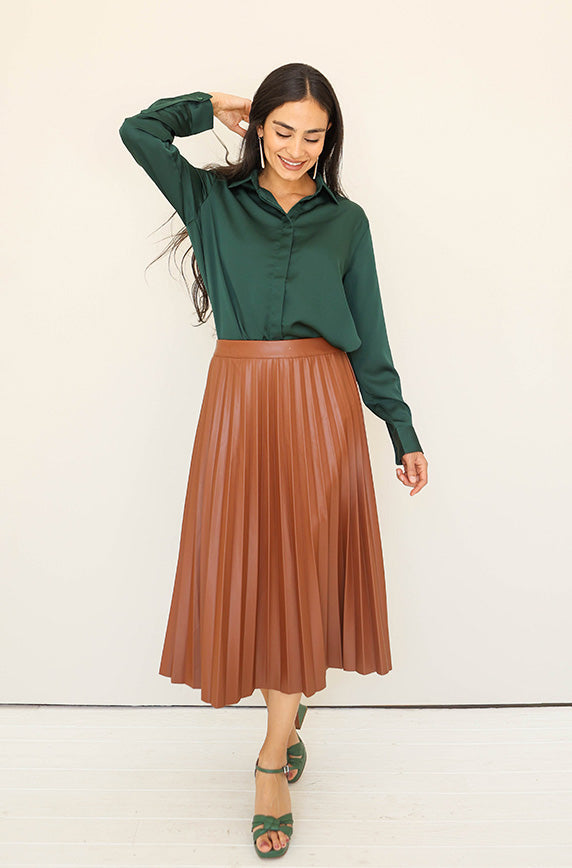 Show Stopper Caramel Leather Skirt - FINAL SALE