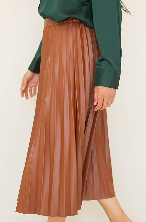 Show Stopper Caramel Leather Skirt - FINAL SALE