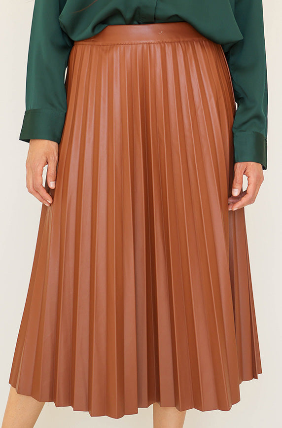 Show Stopper Caramel Leather Skirt - FINAL SALE