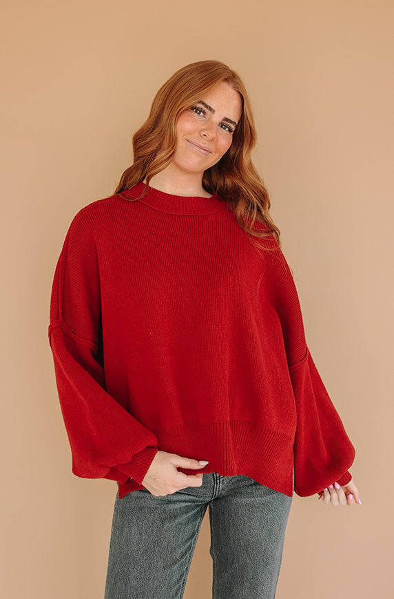 Cozy Oversized Red Sweater - FINAL SALE