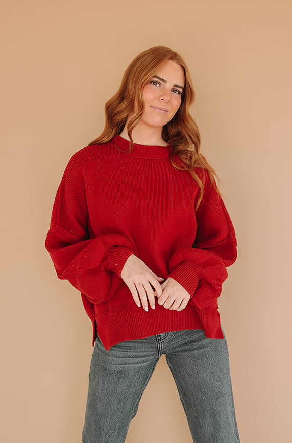 Cozy Oversized Red Sweater - FINAL SALE