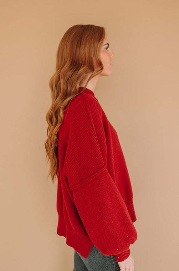 Cozy Oversized Red Sweater - FINAL SALE
