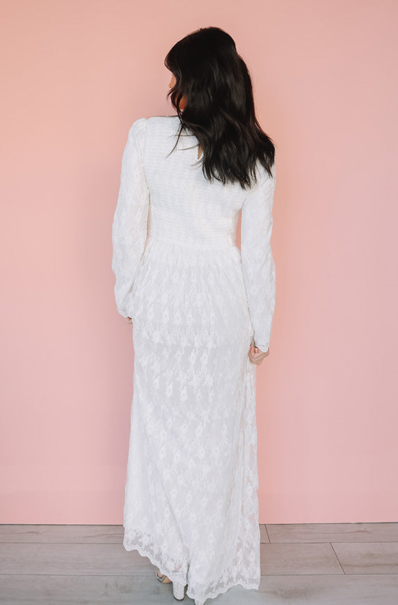Rachel Embroidery Mesh White Dress - Restocked